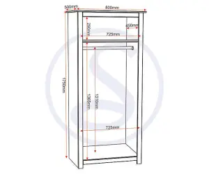 Panama 2 Door Wardrobe in White and Natural Wax Finish