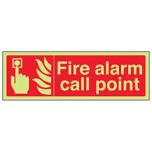 Fire Alarm Call Point Equipment Sign - Glow in Dark - 300x100mm (x3)