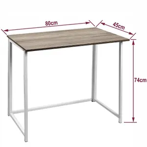 House of Home Folding Computer Desk Wooden Foldable White Work Table Laptop Office PC Space Saving