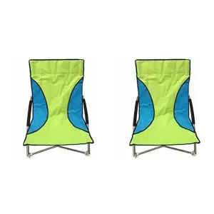 2 Green Nalu Folding Low Seat Beach Chairs