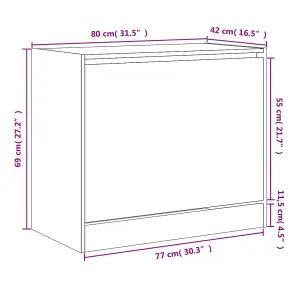 Berkfield Shoe Cabinet Sonoma Oak 80x42x69 cm Engineered Wood