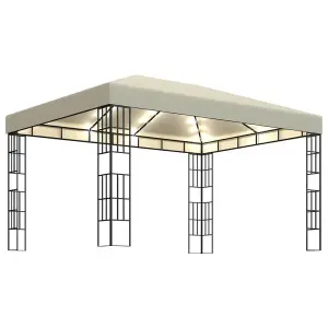 Berkfield Gazebo with LED String Lights 3x4 m Cream