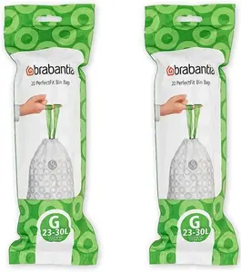 Brabantia Bin Liners, Size G, 23-30 L - 40 Bags - 2 Pack