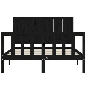 Berkfield Bed Frame with Headboard Black 120x200 cm Solid Wood