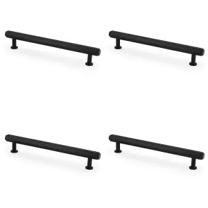 4 PACK - Industrial Hex T Bar Pull Handle - Matt Black 160mm Centres Kitchen Cabinet Door