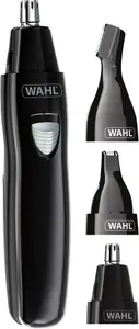 WAHL 3 in 1 Personal Trimmer, Nose Hair Eyebrow, Painless Eyebrow And Facial Hair Trimmer For Men Women, Rechargeable, Washable Heads, Black