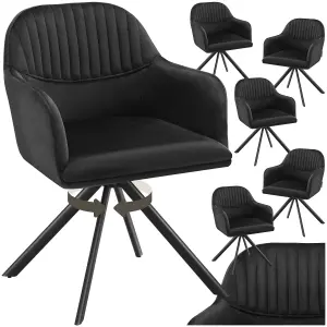 Armchair Lona - 360 swivel, high backrest, plush upholstery, slim steel legs - black/black