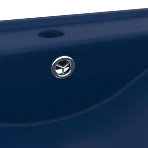 Belfry Bathroom Grenkie 600mm L x 460mm W Ceramic Rectangular Sink with Overflow Dark Blue