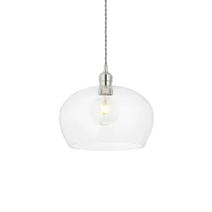 Luminosa Livorno Single Pendant Ceiling Lamp, Bright Nickel Plate, Glass