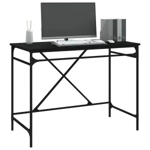 Berkfield Desk Black 100x50x75 cm Engineered Wood and Iron