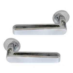 Intelligent Hardware - Internal Door Handle - Pair - Premium Lever on Round Rose - Lyra - Polished Chrome