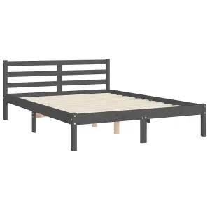 Berkfield Bed Frame with Headboard Grey 140x190 cm Solid Wood