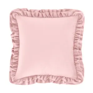 Catherine Lansfield So Soft Velvet Touch Double Frill 43x43 cm Cushion Blush Pink