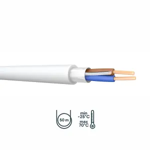 Prysmian FP200 White 2 core Fire resistant cable, 2.5mm² x 50m