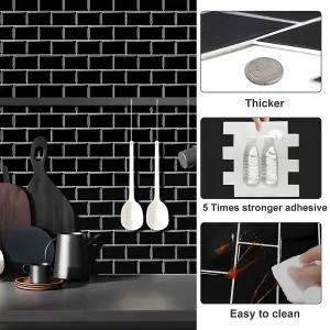 10Pcs Peel and Stick Waterproof Decorative Backsplash Self-Adhesive Wall Tiles for Kitchen and Bathroom (2.5mm T)