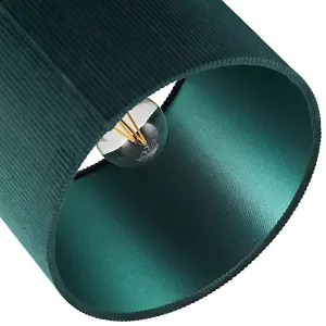 Dark Forest Green Corduroy Fabric 10' Lamp Shade with Inner Emerald Satin Lining