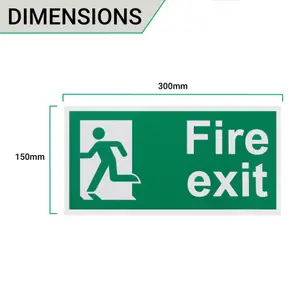 EAI - Fire Exit Sign Man Left 300x150mm Self Adh Semi Rigid PVC