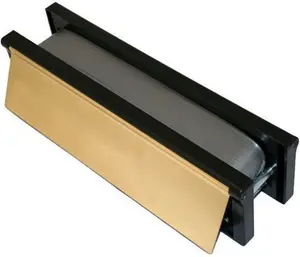 Intumescent Letterbox 10"/250mm Brass (Black Frame)