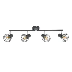 ValueLights Angus Grey Ceiling Bar Spotlight and E14 Golfball LED 4W Warm White 2700K Bulbs