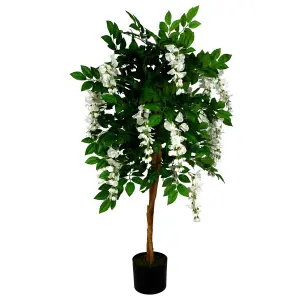 130cm Luxury Artificial Wisteria Tree White Flowers - Premium Range