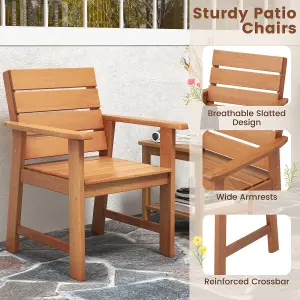 Costway 2 Piece Patio Hardwood Chairs Outdoor Garden Wood Dining Armchairs