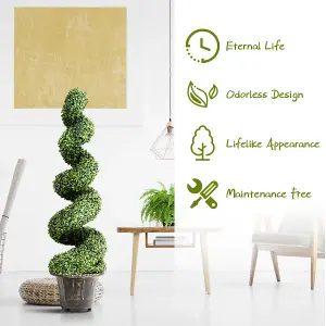 Costway 2PCS 120cm Artificial Boxwood Spiral Tree Faux Tree Realistic Fake Greenery Tree