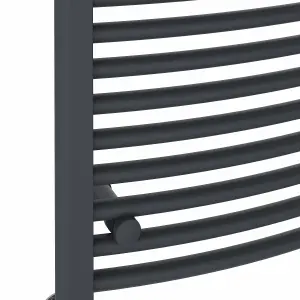 Right Radiators 1600x500 mm Curved Heated Towel Rail Radiator Bathroom Ladder Warmer Anthracite