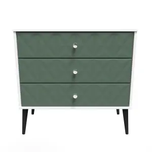 Toledo 3 Drawer Chest in Labrador Green & White (Ready Assembled)