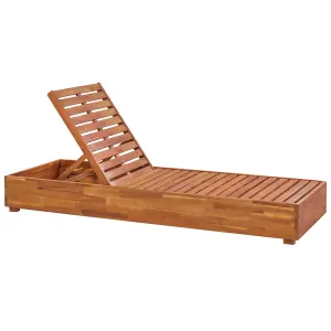 Sun Lounger with Cushion Wood Light Wood FANANO