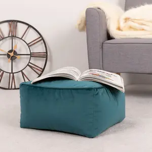 icon Amara Velvet Bean Bag Pouffe Teal Green