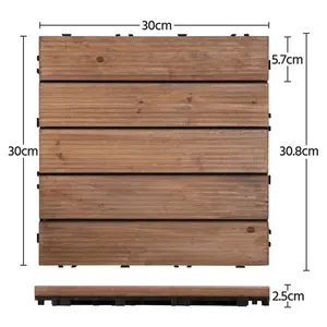 30cm L x 30cm W Interlocking Wood Deck Tile (Set of 27) Brown