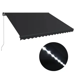 Berkfield Manual Retractable Awning with LED 450x300 cm Anthracite