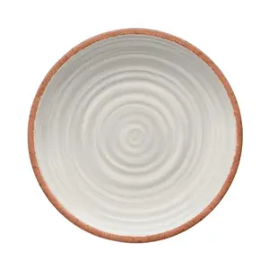 Purely Home Rustic Swirl Ivory Melamine Dinner Plates - Set of 8