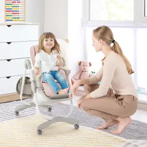 Costway Folding Baby High Chair Height Adjustable Convertible High Chair W/ Removable Tray