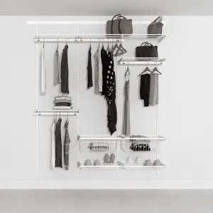 Open Wardrobe System with Shoe Storage & Baskets 185cm (W) Pull Out Shoe Rack