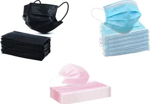 KAV 300 PCS 3 Ply Face Masks (Blue, Black, Pink x100) Face Covering High Filterability, Suitable For Sensitive Skin Face Mask