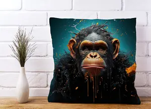 Monkey Face Splashart Blue Cushions 45cm x 45cm