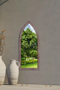 MirrorOutlet Chelsea Metal Arch shaped Decorative Gothic Effect Garden Mirror 109cm X 51cm