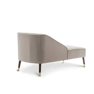 Left Hand Chaise Lounge in Beige Linen Fabric