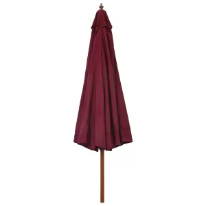 Berkfield Outdoor Parasol with Wooden Pole 330 cm Burgundy