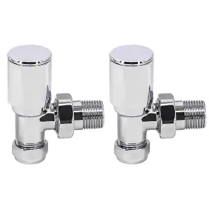 Right Radiators Radiator Valve 15mm Manual Angled Valves One Pair Chrome