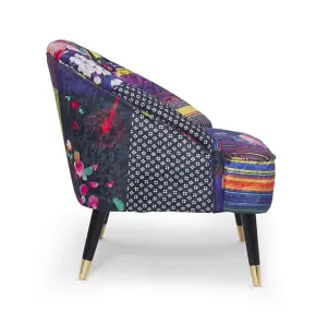 Fabric Patchwork Kensington Slipper Accent Chair Multicolour