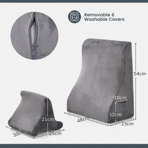 Costway 4 in 1 Bed Wedge Pillow Tablet Pillow Stand Side Pockets High Resilience Foam