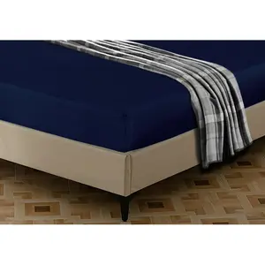 Egyptian-Quality Cotton sheet Flat Navy / Double (4'6")