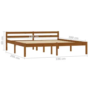 Berkfield Bed Frame Honey Brown Solid Pine Wood 180x200 cm 6FT Super King