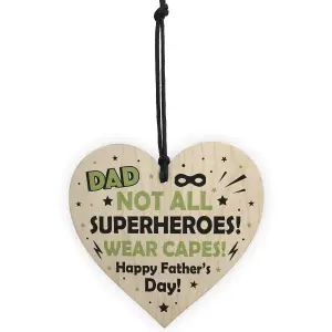 Red Ocean Fathers Day Gifts Novelty Dad Gifts Superhero Dad Funny Novelty Gift Wooden Heart