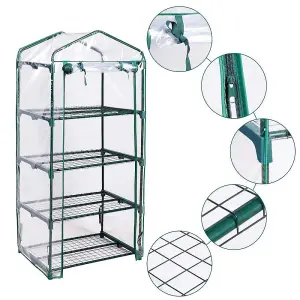 Greenhouse with Easy-Fit Frame and Heavy Duty Cover - 4 Shelf