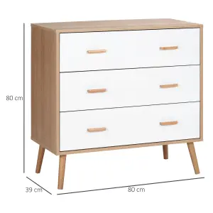 HOMCOM Chest of Drawers with 3 Drawers Storage Organizer for Living Room