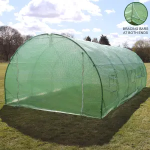 Polytunnel Greenhouse Walk In Galvanised Windows Doors Growhouse PE Cover Diameter 6 x 3m