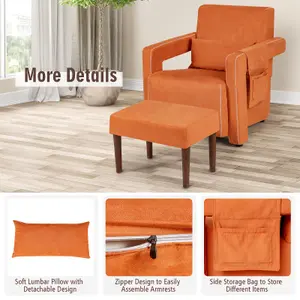 Costway Modern Accent Sofa Chair w/ Ottoman Upholstered leisure Armchair Living Room